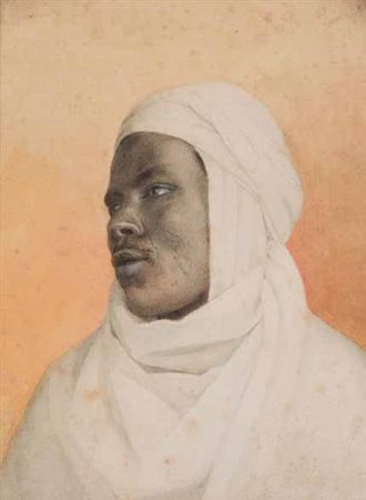 Scuola Orientalista del XIX secolo RITRATTO tempera su cartoncino, cm 29x23