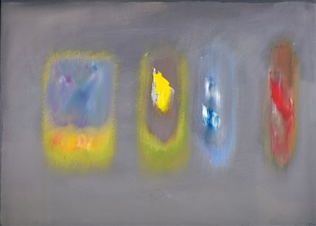 ENNIO FINZI (Venezia 1931), I versi del colore, olio su carta, 50x70 firma in...