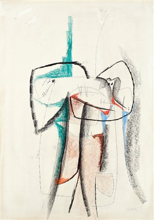 GIANNI DOVA (Roma 1925 - Pisa 1991), Composizione, 1963 tecnica mista su...