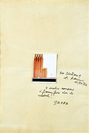 RAYMOND HAINS (Saint Brieuc 1926 - 2005), Saffa, 1974 tecnica mista e collage...