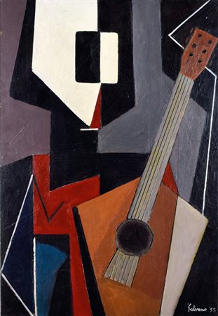 ALBINO GALVANO (Torino 1907 - 1990), Composizione, 1955 olio su faesite,...