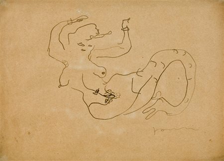 LUCIO FONTANA (Santa Fe' 1899 - Varese 1968) Sirena, 1949 inchiostro su...