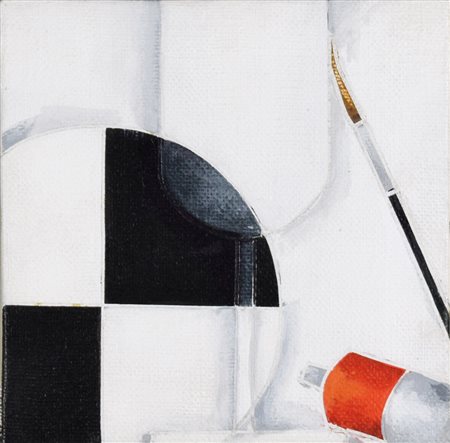 EMILIO TADINI (Milano 1927 - 2002) Il bicchiere, acrilici su tela, 20x20...