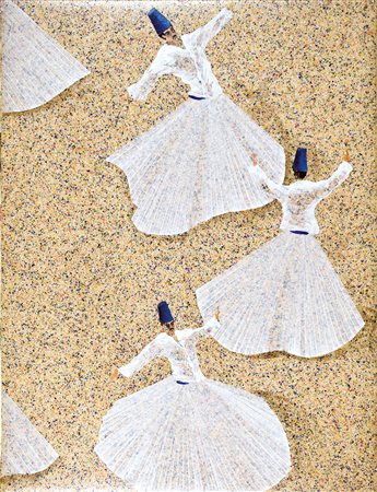 ALDO MONDINO (Torino 1938 - 2005) Dervisci, 2001 olio su linoleum, 80x60...