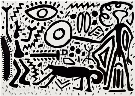 A.R. PENCK (Dresda 1939 - Zurigo 2017) senza titolo, (anni '80) tecnica mista...
