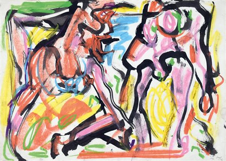 EMILIO VEDOVA (Venezia 1919 - 2006) Eros (2 C.T.), 1981 tecnica mista su...