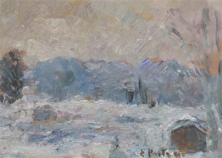 EZIO PASTORIO (1911-2006)NevicataOlio su tavolacm 20x26Firma al fronteFirma e...