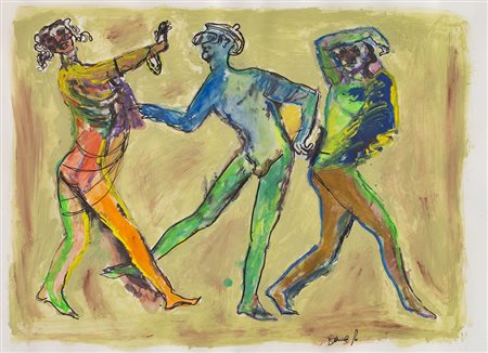 DARIO FO (1926-2016)Senza Titolo, 2009Tempera su cartoncinocm 50x72Firma al...