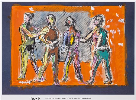 DARIO FO (1926-2016)I primi incolpati sono gli anarchici, 2010Tecnica mista,...