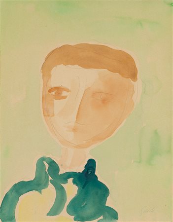 VIRGILIO GUIDI (1891-1984)Volto, 1970Acquerello su cartacm 46x36,5Firma al...