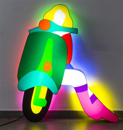 MARCO LODOLA (1955)VespaScatola luminosacm 80x96x12Firma e titolo al...