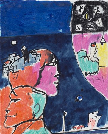 FRANCO ROGNONI (1913-1999)Senza TitoloTecnica mista su carta intelatacm...