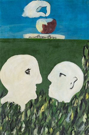 GINO MELONI (1905-1989)Senza TitoloTecnica mista su cartonecm 60,5x40Firma al...