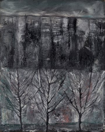 GIUSEPPE BANCHIERI (1927-1994)Senza Titolo, 1957Olio su telacm 49,5x39,5Firma...