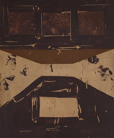 ANTONIO RECALCATI (1938)Racconto nel paesaggio, 1961Olio su telacm...