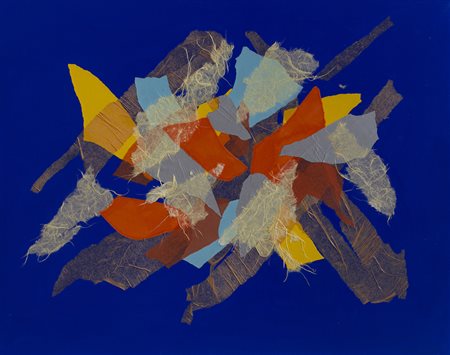 GIULIO TURCATO (1912-1995)L'acropoli, inizio anni '70Olio e collage su telacm...