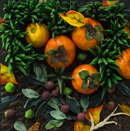 PIERO GILARDI (1942)Cachi e olivePoliuretano espansocm 30x30x11Firma e titolo...