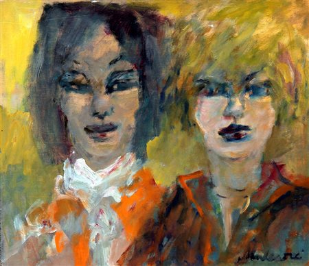 Mino MACCARI (Siena 1898-11-24 Roma 1989-06-16) Due donne olio su tavola cm....