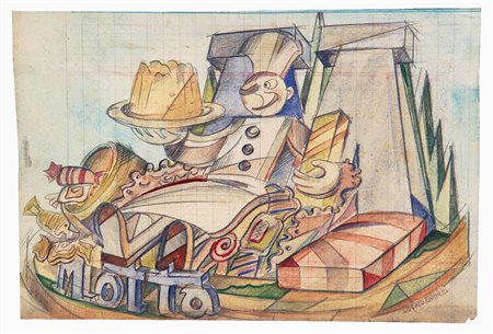 Uberto BONETTI (Viareggio 1909 - 1993 ) Bozzetto per carro pubblicitario anni...