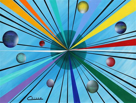 Renato Natale CHIESA (Lecco, 1947 ) 8 Sfere 1991 acrilico su tela cm. 50 x...