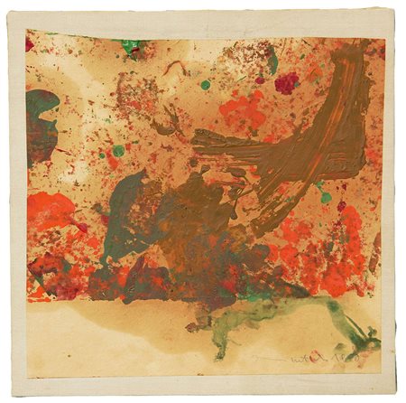 Hermann NITSCH (Vienna 1938-08-29 ) Senza titolo 1990 olio su carta cerata...