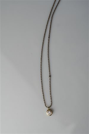 Collana in oro bianco con brillante solitario cts 0.75. -. . Presente...