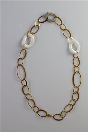 Girocollo in oro rosa 18kt e ceramica, gr 26.90. Diamanti cts 1.72. . ....