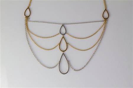 Catena in oro bianco e rosa 18kt, gr 11.20. Diamanti cts 0.98. . . [Nessun...