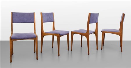 CARLO DE CARLIQuattro sedie "693" per CASSINA, 1959. Legno di noce tinto,...