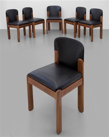 SILVIO COPPOLA Un insieme di sei sedie "330" per BERNINI, 1969. Legno di...