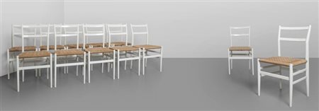 GIO PONTI Un insieme di dodici sedie "Leggera" per CASSINA, 1951. Legno...
