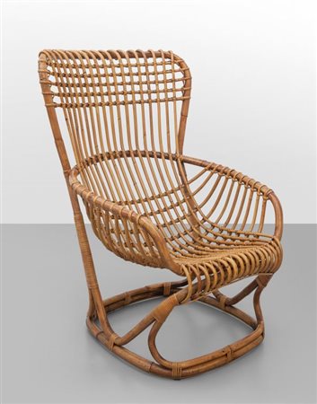 TITO AGNOLI Una poltrona "BP 4" per PIERANTONIO BONACINA, 1963. Malacca,...