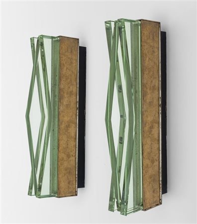 MAX INGRANDDue lampade a parete "1829" per FONTANA ARTE, circa 1960. Ottone,...
