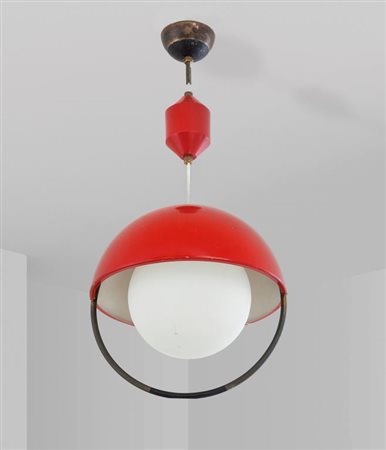STILNOVOUna lampada a sospensione a saliscendi "1188", anni '60. Ottone,...