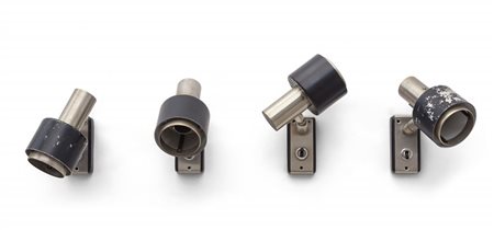 STILNOVO Quattro lampade a parete "2152", anni '60. Ottone nichelato opaco,...