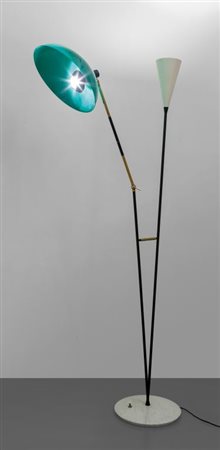 STILUX Una lampada da terra, anni '60. Marmo, tubo di ferro verniciato,...