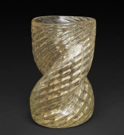 SEGUSO VETRI D'ARTEUn vaso in vetro ritorto a bolle e foglia oro,...