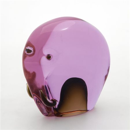 ANTONIO DA ROS, CENEDESEFigura di elefante in vetro sommerso, 1962. Etichetta...