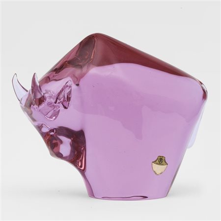 FLAVIO POLI, SEGUSO VETRI D'ARTEFigura di bisonte in vetro alessandrite,...