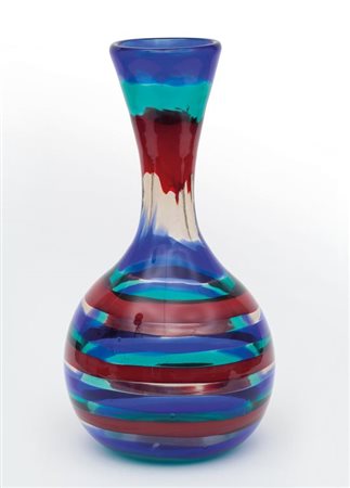 FULVIO BIANCONI, VENINIUn vaso modello 1522 a fasce in vetro di forte...
