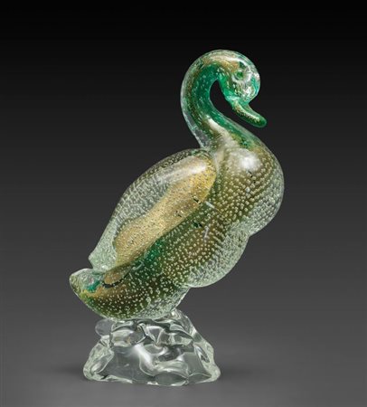 ARCHIMEDE SEGUSO, SEGUSO VETRI D'ARTEUn'anitra in vetro sommerso verde a...