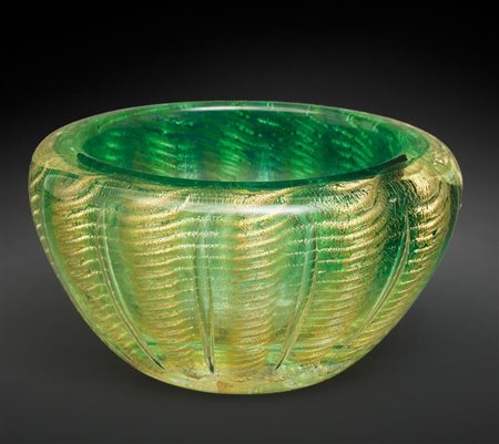 ERCOLE BAROVIER, BAROVIER & TOSOUna coppa in vetro cordonato oro, anni '50....