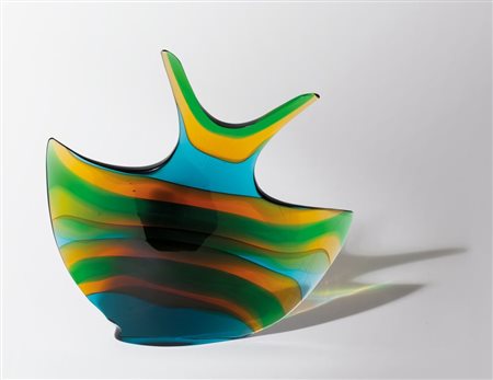 FLAVIO POLI, SEGUSO VETRI D"ARTEFigura di pesce in vetro sommerso, ambra,...