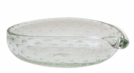 SEGUSO Una coppa in cristallo con bolle disposte regolarmente, anni '50....