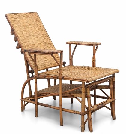 GIUSEPPE RIBONI, Milano (Editore)Una chaise-longue, anni "30. Malacca, bambù...