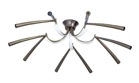 UNA LAMPADA A PLAFONE, anni "50. Ottone, alluminio laccato. Altezza cm 20,...