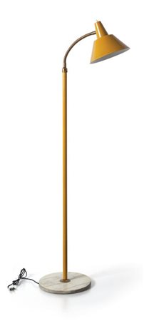 UNA LAMPADA DA TERRA, anni '50. Marmo, ottone, alluminio laccato. Altezza cm...