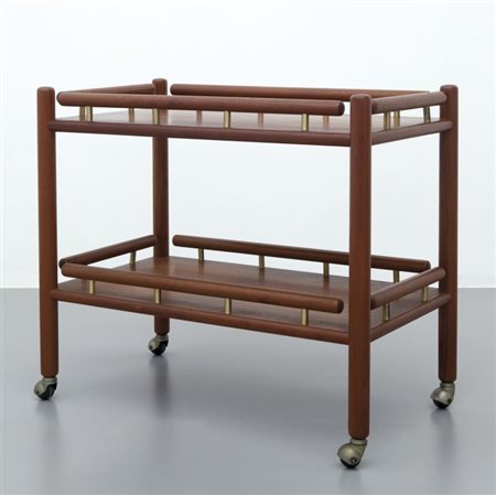 ILMARI TAPIOVAARA Un carrello, anni "50. Legno di mogano, ottone satinato. Cm...