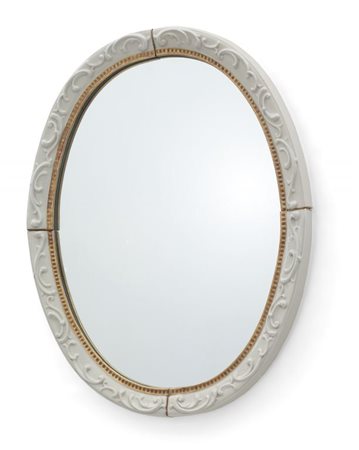UNO SPECCHIO DA PARETE, anni "60. Porcellana formata a stampo e smaltata,...