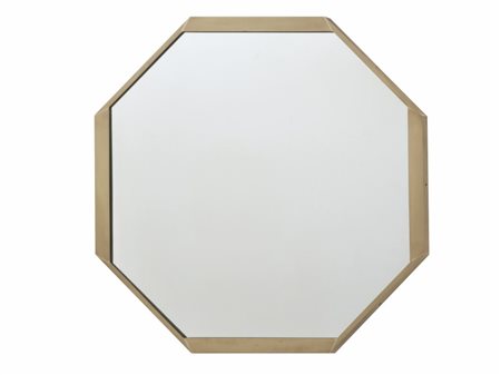 UNO SPECCHIO DA PARETE, anni "60. Ottone spazzolato, cristallo argentato....